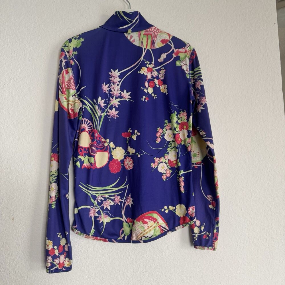 Ralph Lauren Polo Golf Shirt Sz M Bright Floral Print Long Sleeve 1/4 Zip Colors - Picture 15 of 16
